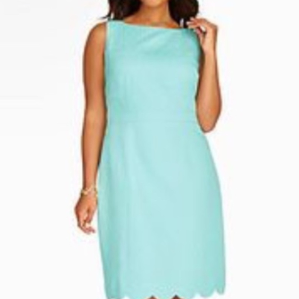 Talbots Turquoise scallop shift dress Plus size